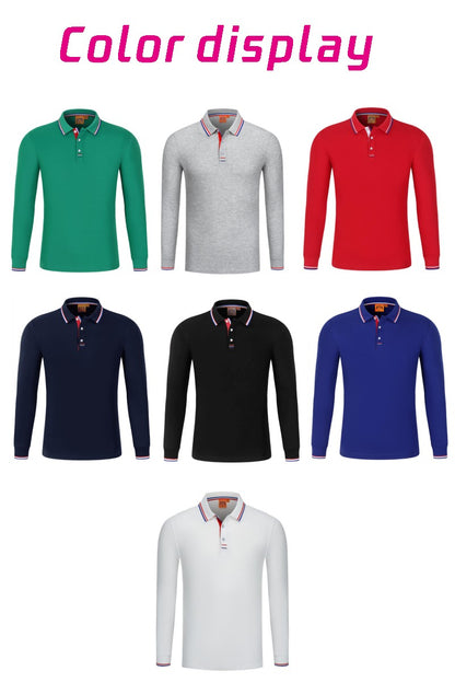 Men's and women's breathable cotton long sleeved polo shirts, T-shirts, printed logos, embroidered work clothes, customized