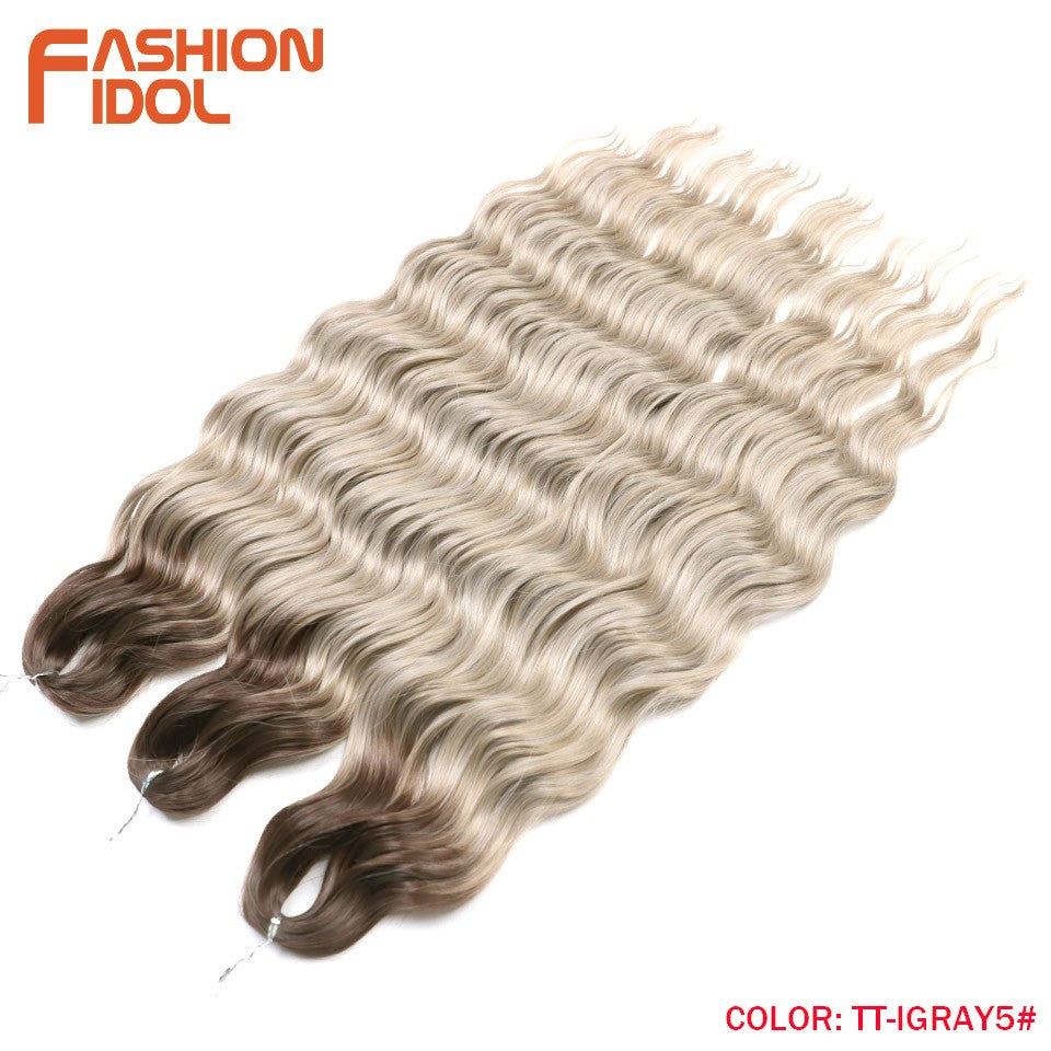 FASHION IDOL Cabelo de Crochê Torção Laranja Extensões de Cabelo Trançado de Onda Profunda Sintética Cabelo Onda de Água 24 Polegadas Fibra Resistente ao Calor