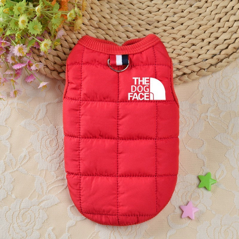Roupa de cachorro da moda de designer casaco quente de inverno para animais de estimação, logo estéreo para cães pequenos e médios, para fantasia de Chihuahua e Bulldog Francês