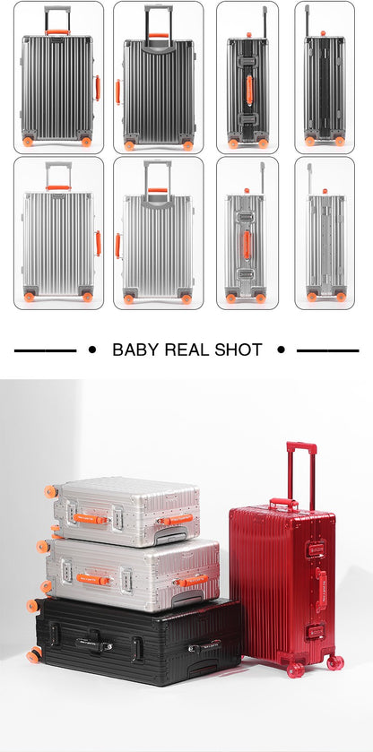 All-Aluminum Magnesium Alloy Suitcase Large-Capacity Password Luggage Infused Transparent Rolling Wheel Business Trolley Case