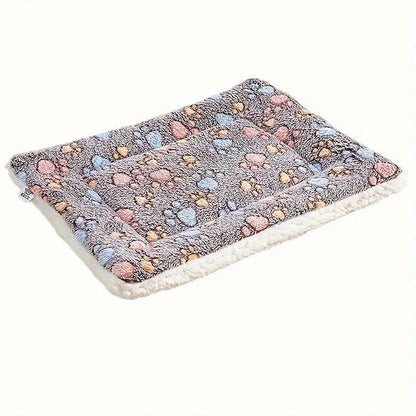 Cozy Dog Bed with Heart Pattern, Warm Plush Pet Mat for Small Medium Breeds, Soft Non-Electric Winter Cushion for Cats and Dogs