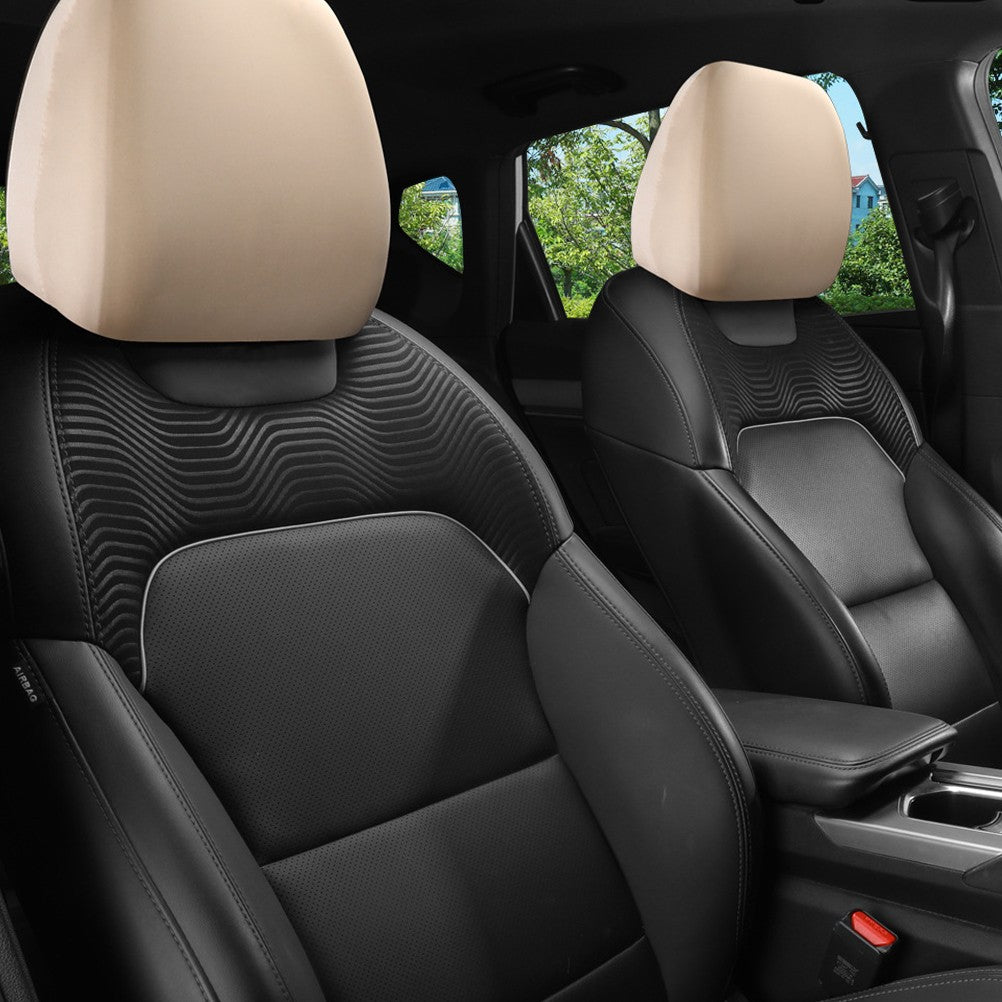 1Pcs Black Premium Cloth Headrest Cover For Car, Truck, SUV, Auto Universal Fit Interior Decorative Parts
