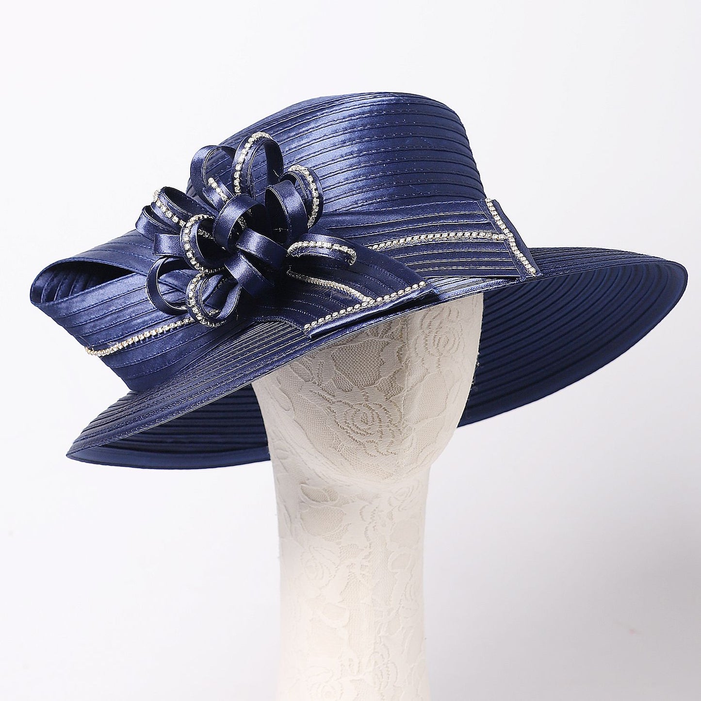 Chapéu Fedora Feminino Elegante Preto Vestido Formal Senhora Igreja Coquetel Chá Festa Chapéus Derby para Mulheres Laço Flor Aba Larga Chapéus Cloche