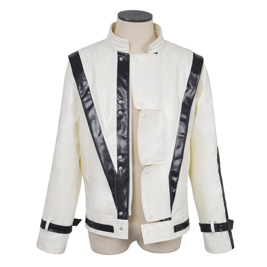 Michael Jackson cosplay red leather jacket cosplay costume Halloween stage performance outfit men's top