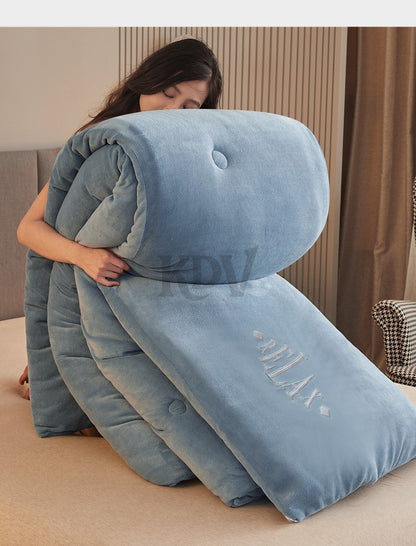 Double Sided Milk Velvet Winter Comforter Thickened Warm Double Layer Flannel King Size Quilts for Bed Solid Soft Plush Duvets