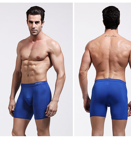 Men's Long Leg Boxer Briefs - Anti-Chafing, Breathable Modal Underwear, Quick-Dry Sports Compression Shorts for Running & Workou