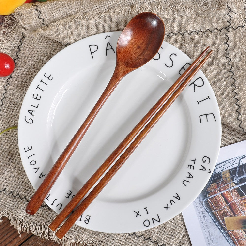 Conjunto de utensílios de madeira japoneses reutilizáveis para sushi, pauzinhos, colher, talheres antiderrapantes para viagem, ferramentas de cozinha