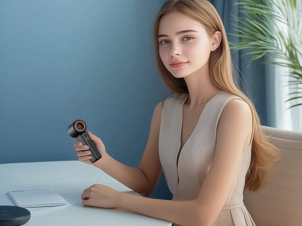 Handheld USB Turbo Fan  Super Strong Airflow Infinite Speed Adjustment Long-Lasting Battery Rechargeable Multipurpose Pocket Fan