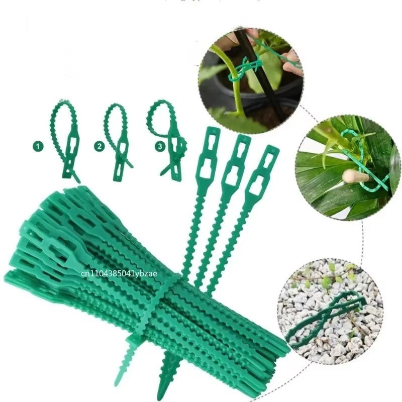 Reusable Adjustable Plastic Plant Cable Ties for Garden Vines, Trees, and Shrubs Support, Locking Nylon Zipper Organizer Tools