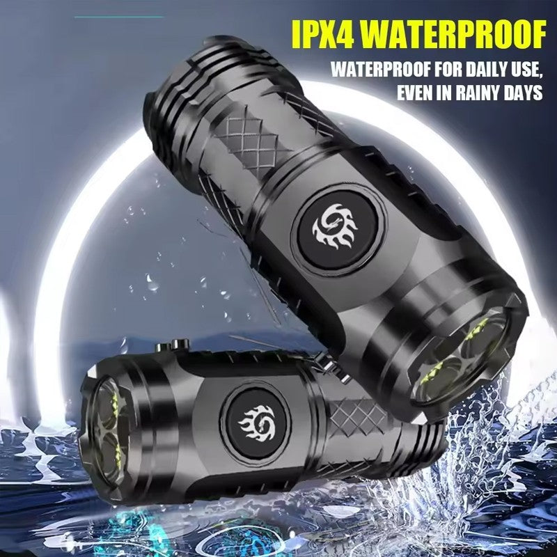 Super Bright MINI LED Flashlight USB Torch Rechargeable Zoom Fishing Lantern Powerful 3 Lighting Mode Outdoors Camping Lamp