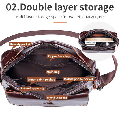 STEEL LION top layer cowhide men's single shoulder diagonal cross bag casual sports horizontal mobile phone bag genuine leather
