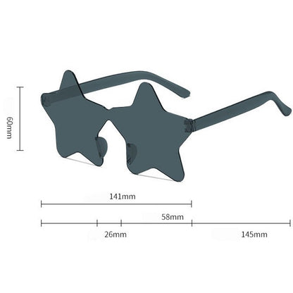 Star Shaped Sunglasses Rimless Colorful Transparent Glasses for Women Men Festival Birthday Cosplay Beach Summer Party Supplies