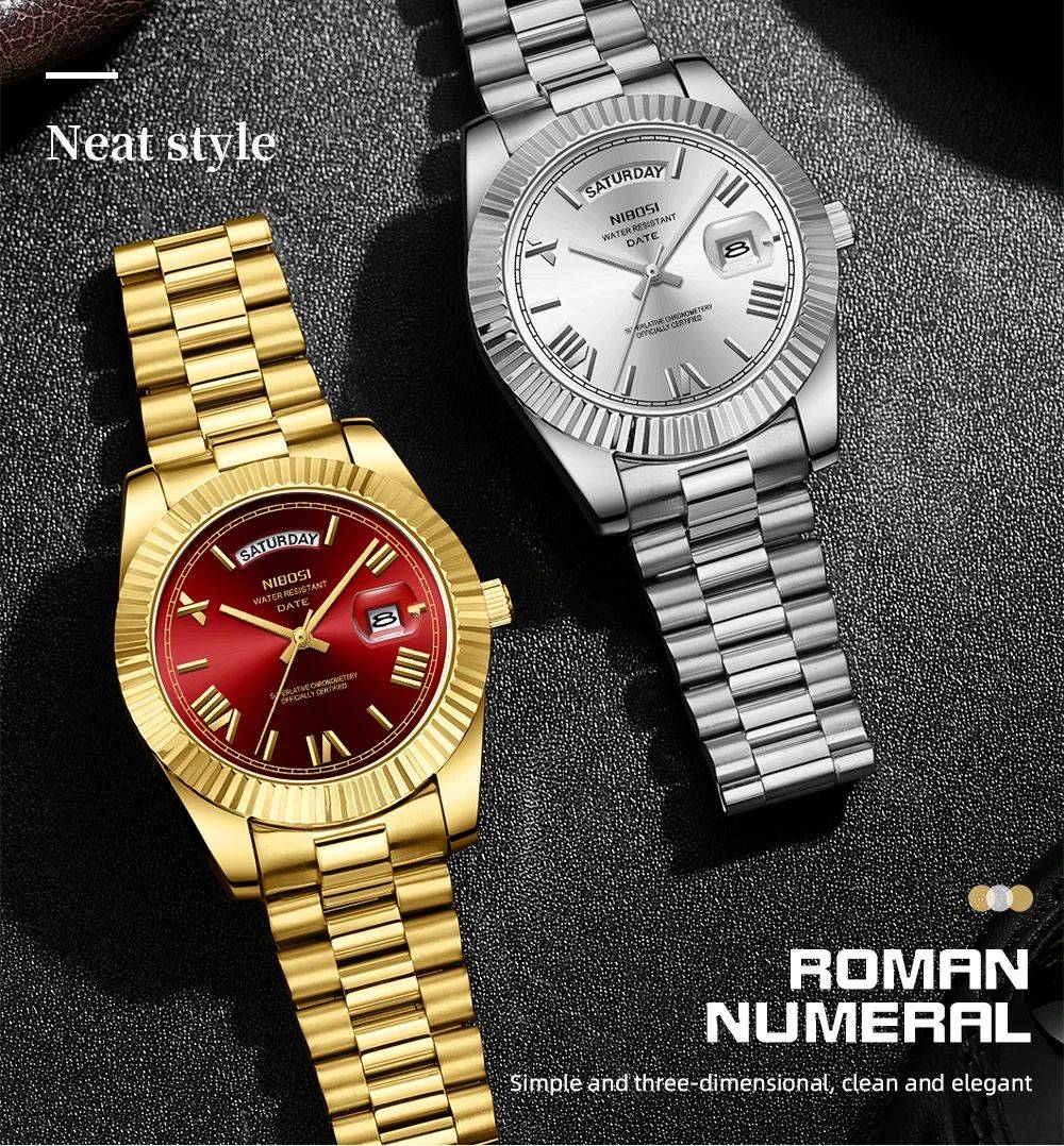 NIBOSI Brand Original Stainless Steel Quartz Watches For Men Luxury Date Display Luminous Fashion Men's Watch relogios masculino