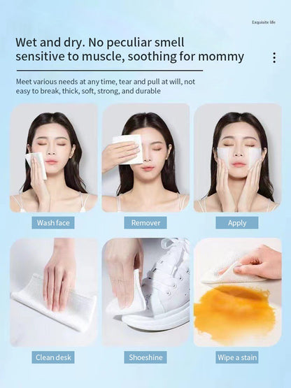 Extra Thick Disposable Facial Towels - Gentle and Absorbent Cotton Makeup Remover Wipes