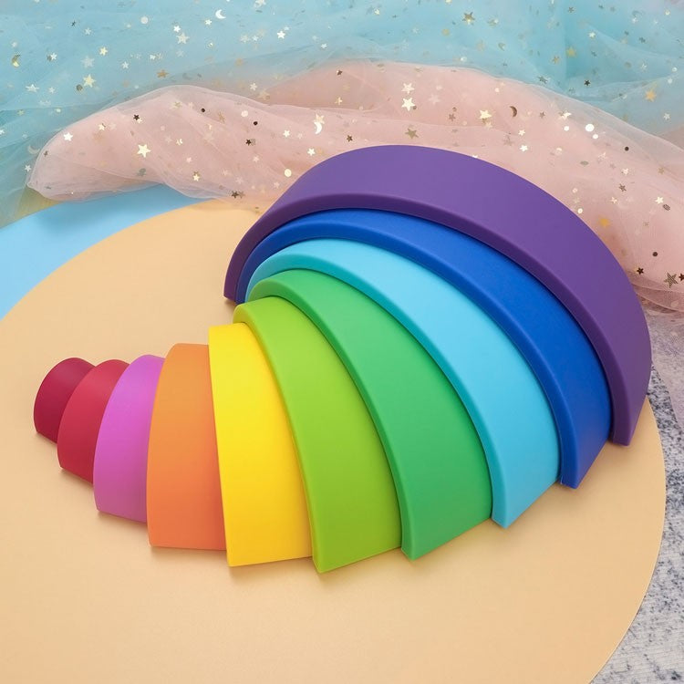 10Pcs/Set Baby Silicone Building Block BPA Free Rainbow Soft Block 3D Educational Montessori Stacking Toys Baby Teether Gift
