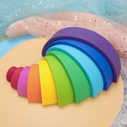 10Pcs/Set Baby Silicone Building Block BPA Free Rainbow Soft Block 3D Educational Montessori Stacking Toys Baby Teether Gift