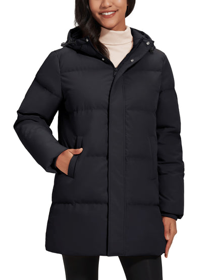 TACVASEN Winter Quilted Duck Feather Down Jackets Womens Padded Puffer Warm Hooded Long Coats Thermal Waterproof Thick Outerwear