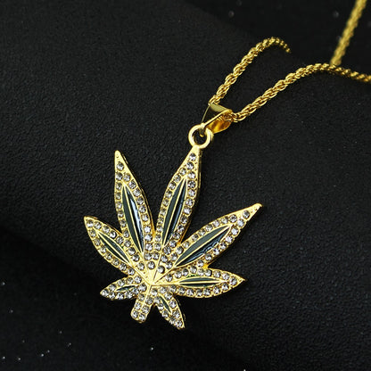 Colar Amuleto Erva Daninha da Moda para Mulheres Homens Colar Folha de Bordo Hip Hop Correntes Pingente Joias Presente Atacado Collares