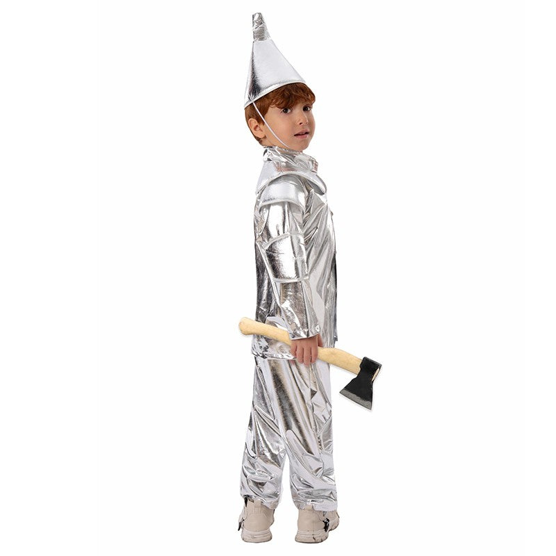 2025 New Arrival Silver Red Heart Wizard Boy Oz Tin Man Halloween Costume For Kids