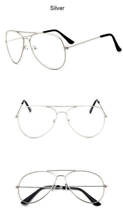 Aviation Gold Frame Sunglasses Male Classic Eyeglasses Transparent Clear Lens Optical Woman Man Glasses Pilot Style