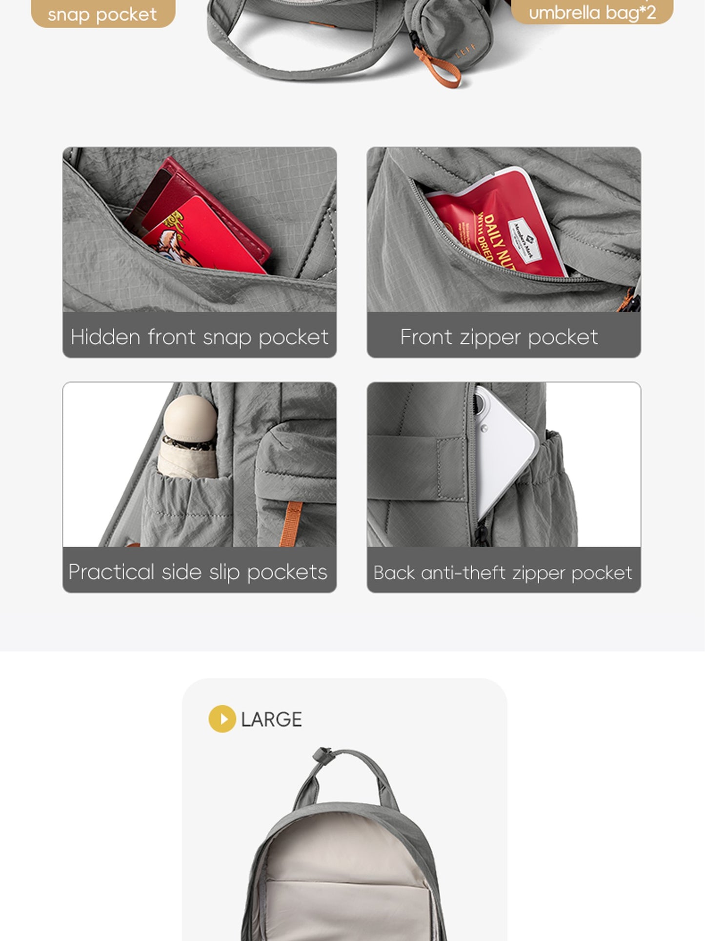 LEFF Women Backpack 15.6 Inch Large Capacity Laptop Backpacks Waterproof Outdoor Commuting Backpack Lightweight Travel Backpacks