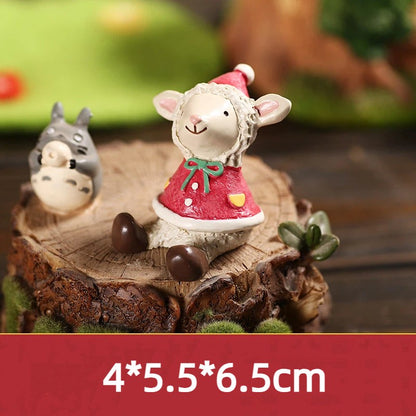 Christmas Cartoon Animal Ornaments Santa Claus Reindeer Resin Crafts Cartoon Christmas Series Crafts Home Desktop Decorations
