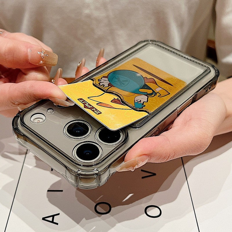 Card Slot Pocket Phone Case For iPhone 17 Air 16 15 14 13 12 11 Pro Max Plus 16e Shockproof Transparent Silicone Soft TPU Cover