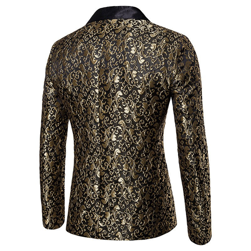 Men's Floral Party Dress Suit Stylish Dinner Jacket Bartender Wedding Blazer Holiday Gifts Prom Tuxedo Men's Coat Jacket