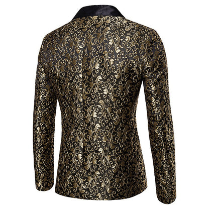 Men's Floral Party Dress Suit Stylish Dinner Jacket Bartender Wedding Blazer Holiday Gifts Prom Tuxedo Men's Coat Jacket