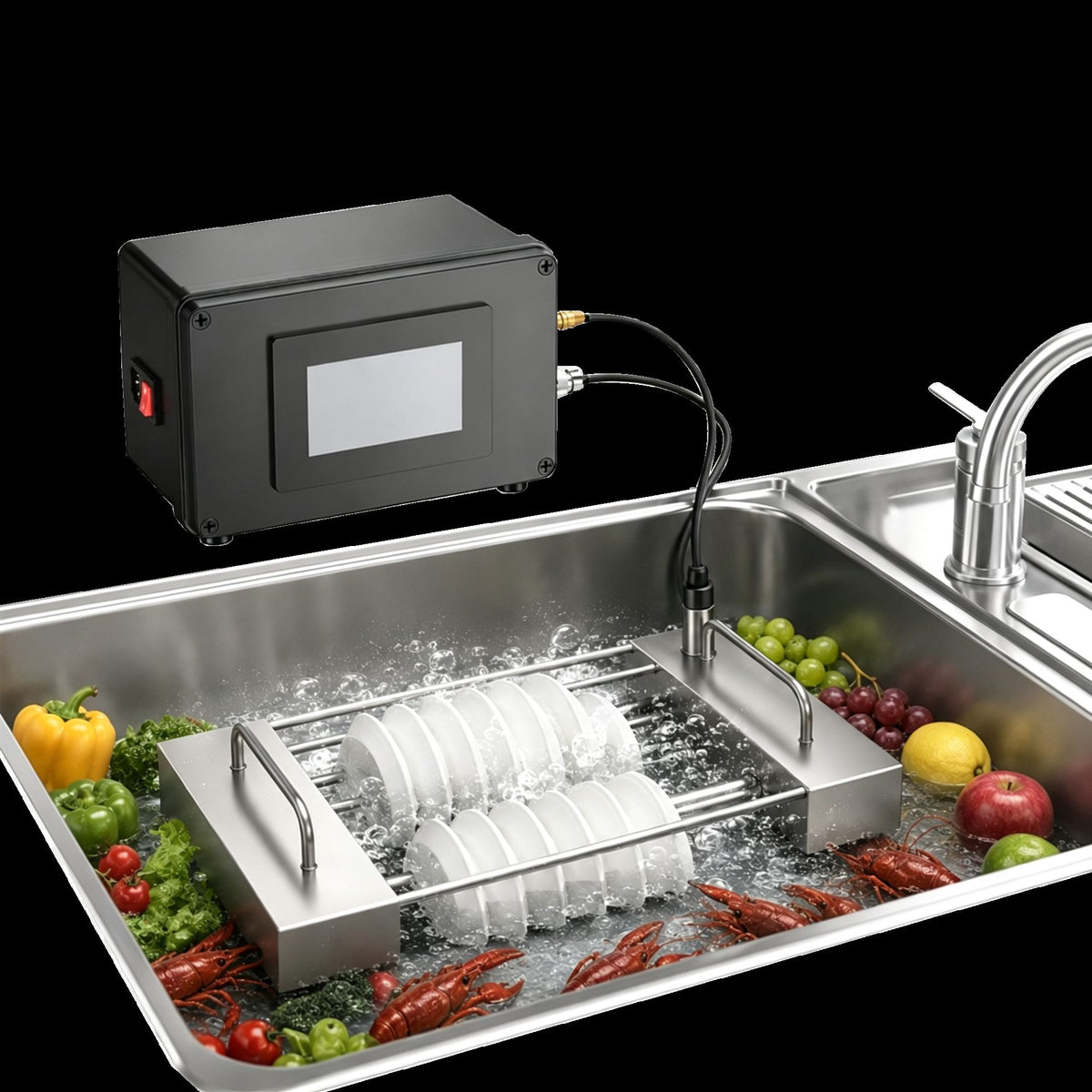 Dual Drive Ultrasonic Dishwasher Bubble Rinse Home Small Automatic Rinse Intelligent Dishwashing and Vegetable Washing Machine