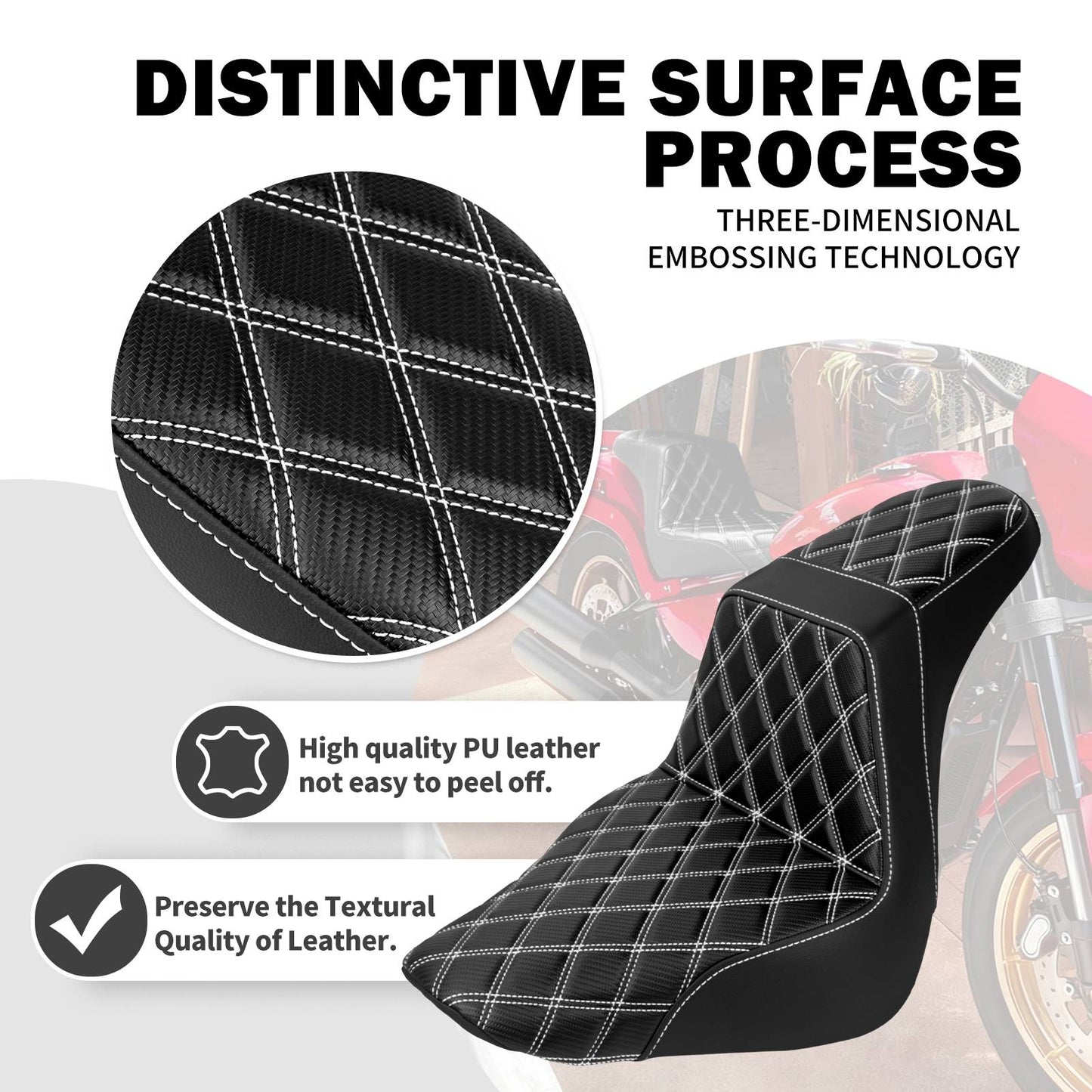Banco do passageiro do motorista de duas pessoas da motocicleta Selim do piloto Banco dianteiro e traseiro para Harley Softail Fat Boy 2018-2025 Breakout FXBR 2023-25
