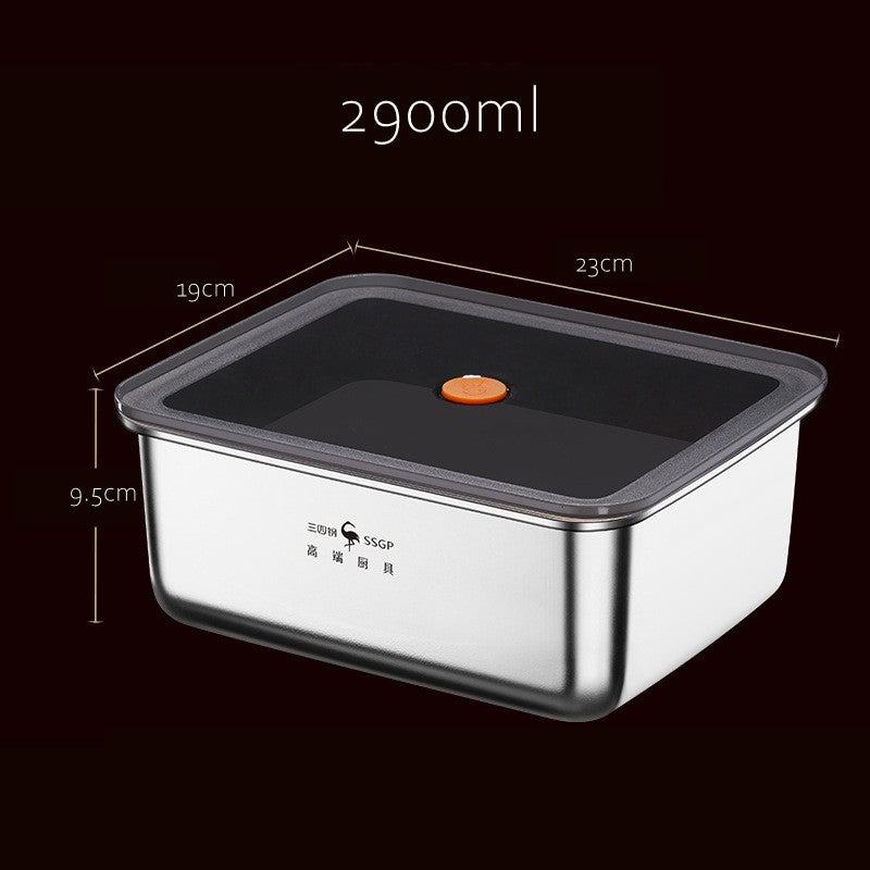 Luxury LFGB Certificated 304 Stainless Steel Crisper Silicone Sealing Edge Vacuum Container Air Exhaust Fresh-Keeping Food Box