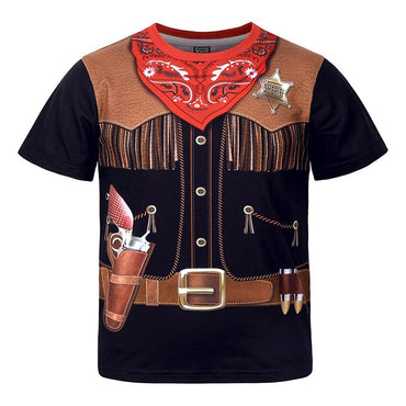 Cowboy Role Playing Funny 3D Print T-shirt For Men Streetwear Casual Funny Cosplay Personality Fashion Loose Trend Tee Shirts