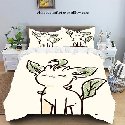 Pokemons Cartoon Anime Bedding Set Kawaii Pikachu Gengar Eevee Charizard Quilt Duvet Cover Pillowcase Kid Bed Set Twin King Size