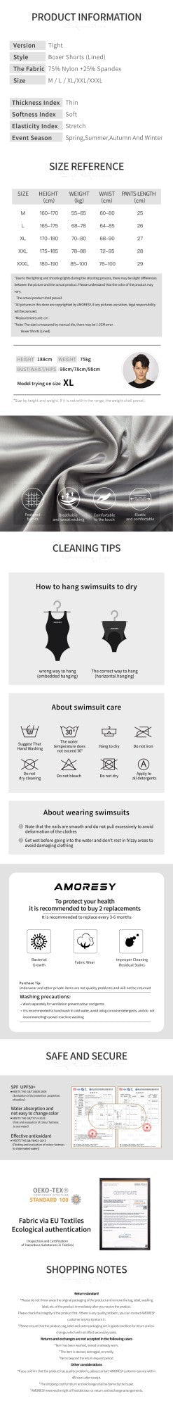 AMORESY Men's Satin Glossy Boxer Shorts Breathable High Elastic Sports Thin Soft Brief Swimming Fitness Solid Leggings Underwear