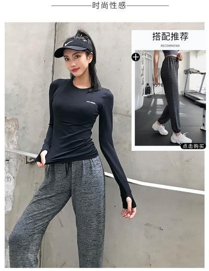Fitness Tops Women Tight Sports Long Sleeve Yoga Clothing Running Training Clothes Gym Workout Shirt Comfortable Training Cloth
