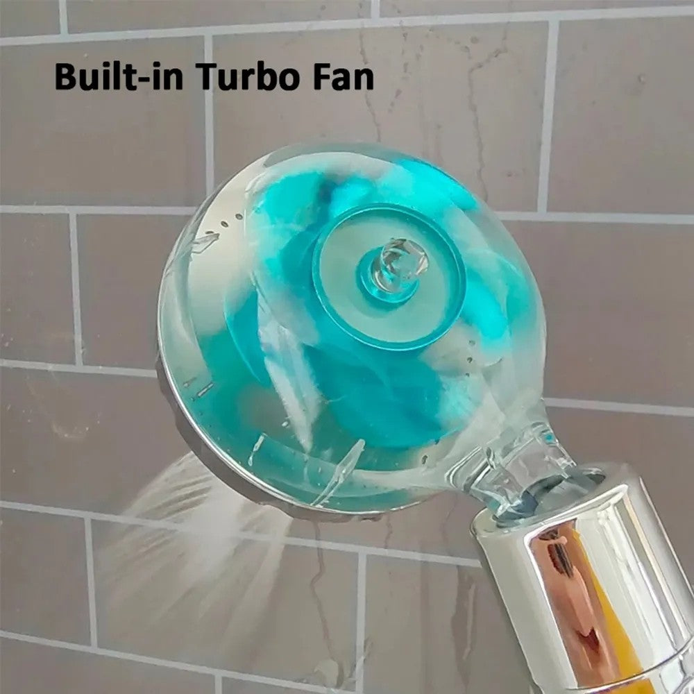 Filtered Turbo Propeller Bathroom Shower Head High Pressure Water Saving Stop Button Showerhead Water Pressure Adjustable Shower