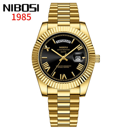 NIBOSI Brand Original Stainless Steel Quartz Watches For Men Luxury Date Display Luminous Fashion Men's Watch relogios masculino