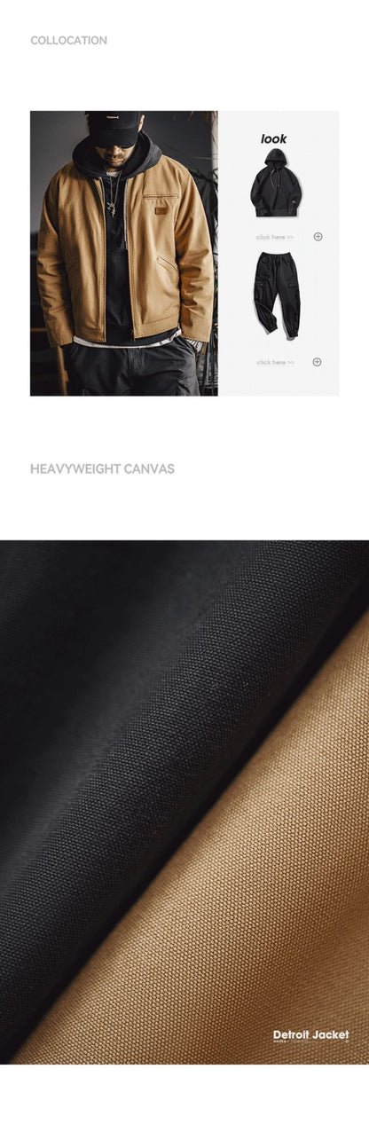 Maden Retro Interstellar Same Style J001 Jacket Canvas Detroit Hunting Jacket Heavyweight Pocket Work Jacket Lapel Collar Coat