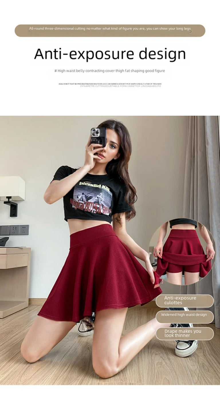 Bubble Short Skirt Women Half Skirt Anti Exposure High Waist Sun Underwear Hundred Pleats