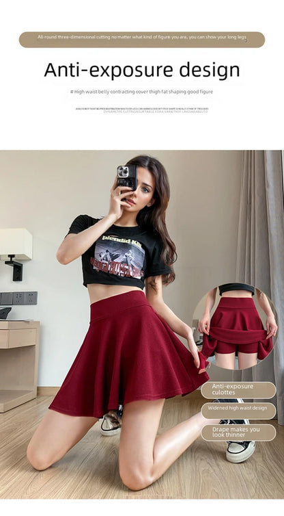 Bubble Short Skirt Women Half Skirt Anti Exposure High Waist Sun Underwear Hundred Pleats