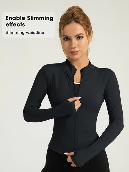 Women's Slim Fit Long Sleeved Yoga Jacket Nude Zipper Professional Running Training Fitness Top for Autumn And Winter