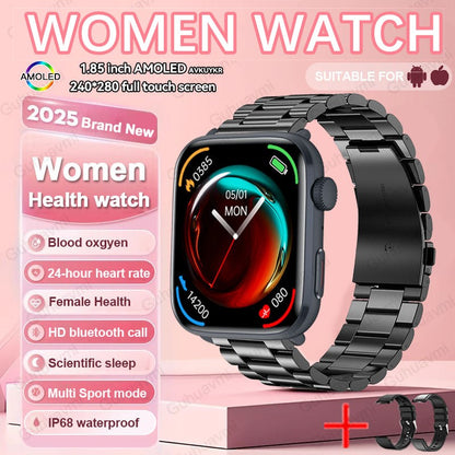 2025New NFC Smat Watch Women 1.85-inch Blood Pressure Heart Rate Bluetooth Call Female Health Smarwatches Ladies For Android IOS