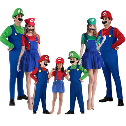 Game Marios Super Luigi Brothers Uniform Set Cosplay Costumes Funny Anime Adult Men Jumpsuit Woman Dress Halloween Costume