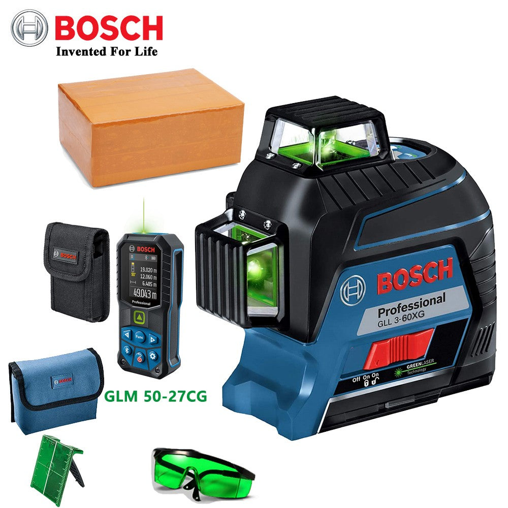 Nível a Laser Verde Bosch 12 Linhas 360 Nível a Laser GLL3-60XG Projeção de Linha de Marcação para Decoração Residencial Nível a Laser para Exterior