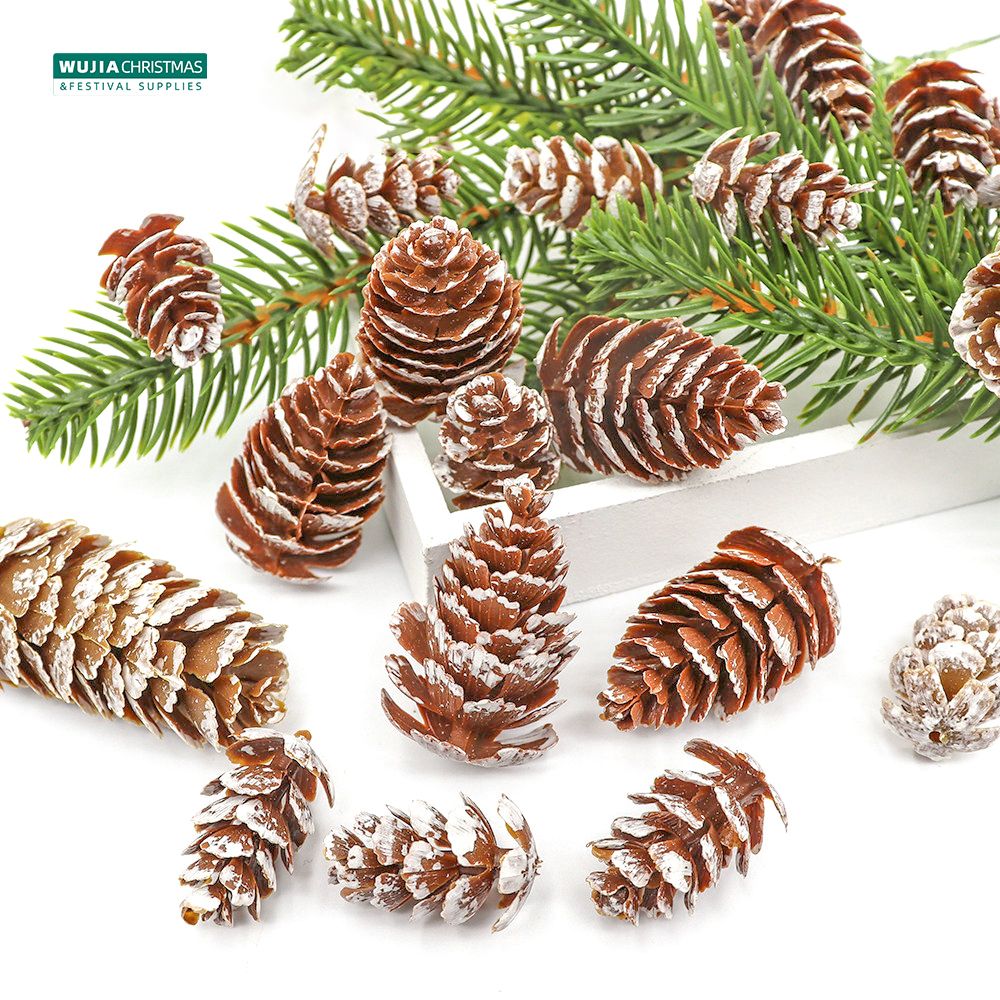 24Pcs Christmas Fake Pine Cones Xmas Tree Hanging Ornament Flowers Wreaths Pendant for Festival Wedding Party Gift Navidad Natal