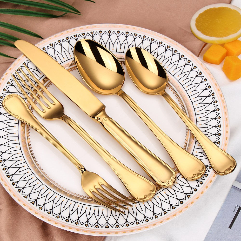 Conjunto de Talheres de 24 Peças para 6 Pessoas Aço Inoxidável 18/10 Prateado Polido para Inauguração de Casa Restaurante Festa de Casamento