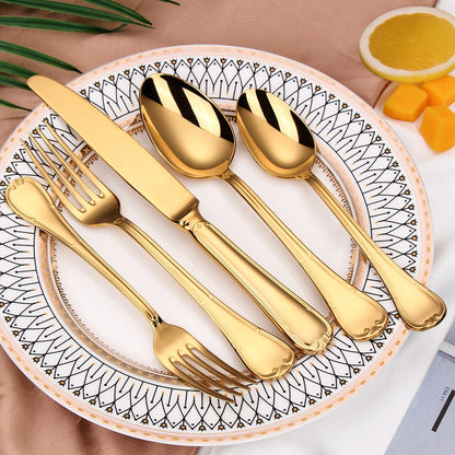 Conjunto de Talheres de 24 Peças para 6 Pessoas Aço Inoxidável 18/10 Prateado Polido para Inauguração de Casa Restaurante Festa de Casamento