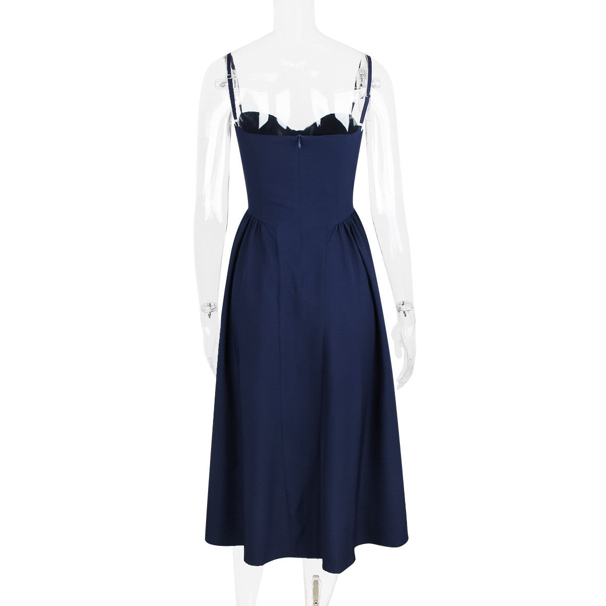 Summer Women Elegant Sleeveless Backless Pleated Dresses Lady Sexy Solid Sling M