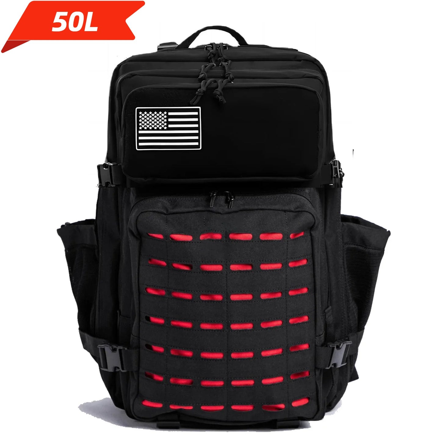 Mochila Tática 25L/50L Caça MOLLE Bolsa GYM Para Homens EDC Caminhada Ao Ar Livre Com 2 Porta-Garrafas
